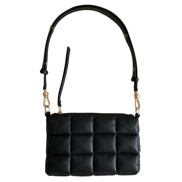 AllSaints Handbags - ALLSAINTS Eve Quilt Crossbody Bag Black Leather Adjustable Strap Gold Hdwr EUC